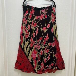 VTG Sharon Anthony 1X Reversible Rayon Maxi Skirt Dark Cottage Y2K Flowy